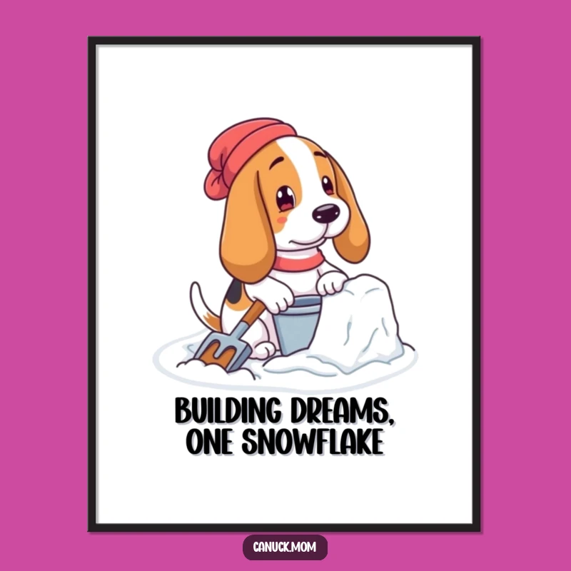 Funny Free Printable Wall Art: Snow Fort Basset Hound Downloadable Winter Decor