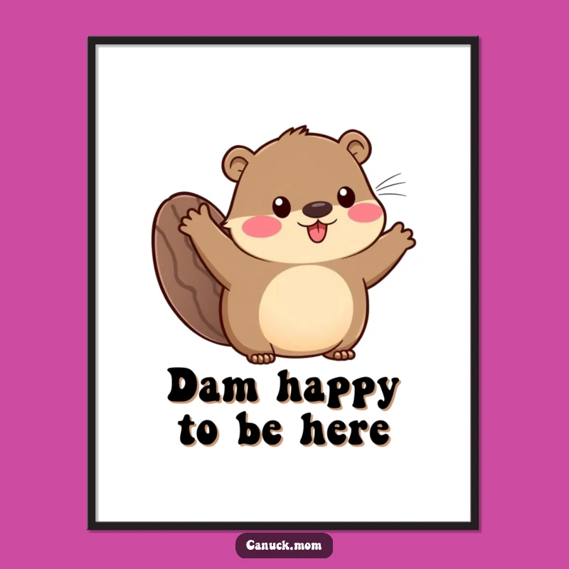 Funny Free Printable Wall Art: Waving Beaver Tail Animal Decor