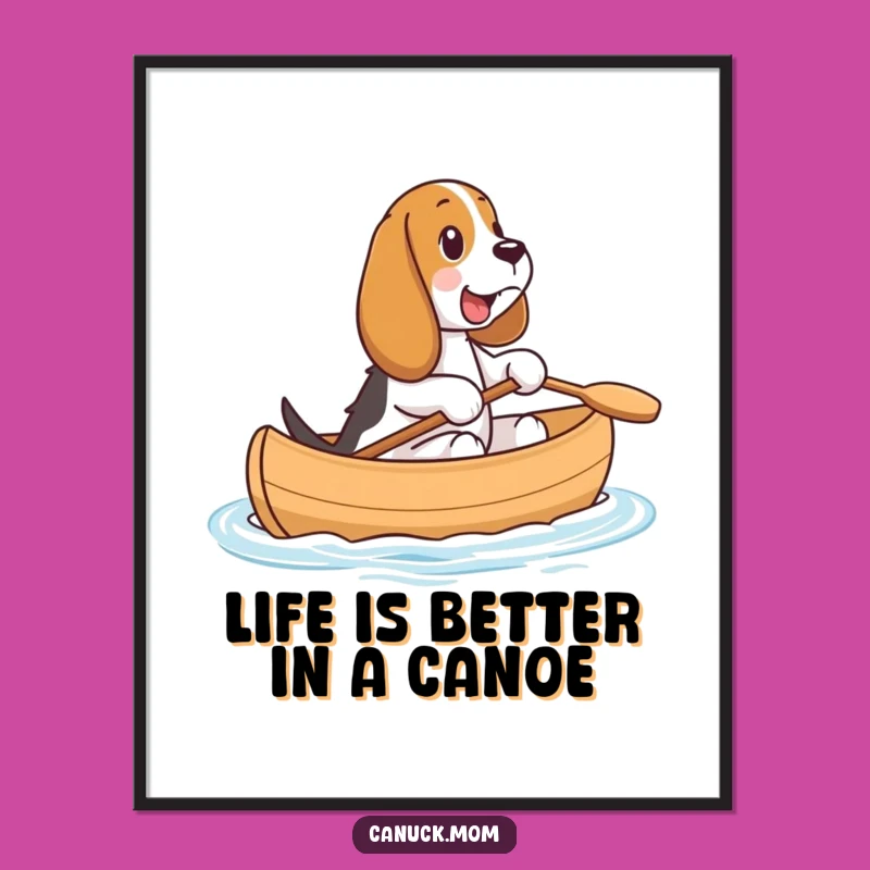 Free Printable Basset Hound Canoe Art - Funny Dog Downloadable Decor