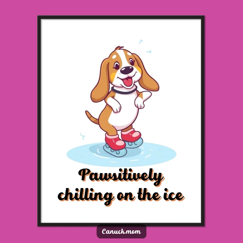 Free Printable Wall Art: Skating Basset Hound Wobble Funny Downloadable Decor