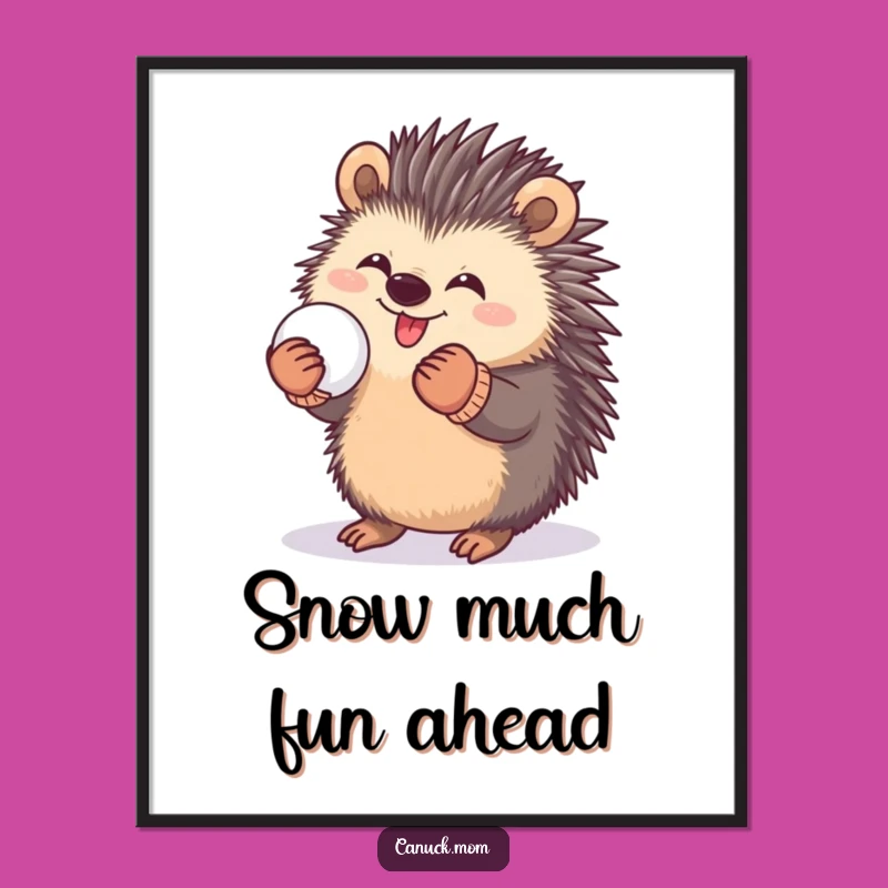 Free Printable Wall Art: Porcupine Snowball Toss - Funny Downloadable Art