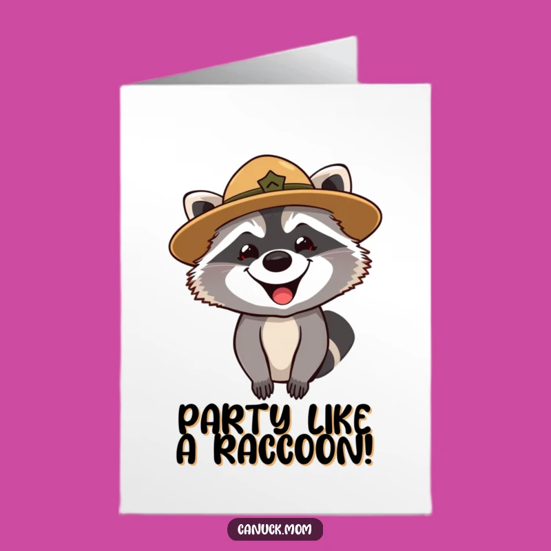 Free Printable Birthday Card: Curious Raccoon Ranger - Funny Downloadable Gift