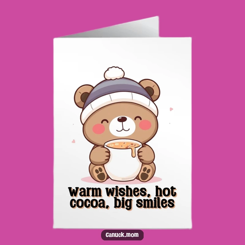 Free Printable Birthday Card: Cute Bear Sips Cocoa - Funny Downloadable Gift