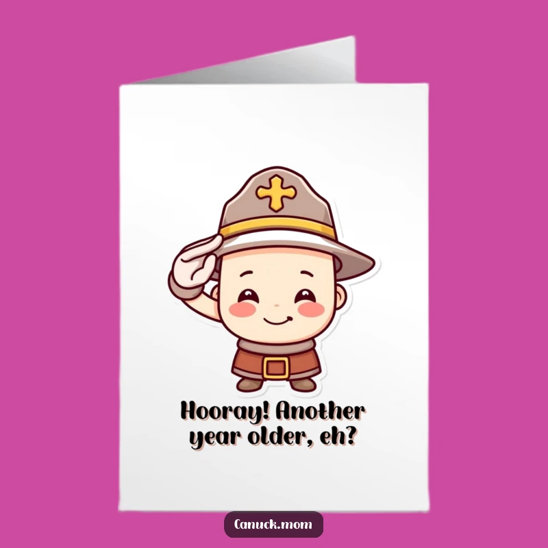 Free Printable Funny Birthday Card: Saluting Mountie Hat Design, Perfect Humorous Downloadable Gift!