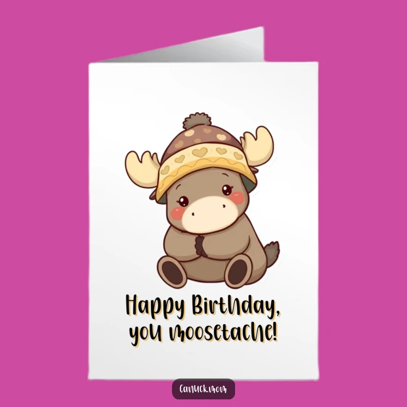 Free Printable Toque Animal Birthday Card: Funny Hugging Moose Design for Winter Birthdays!