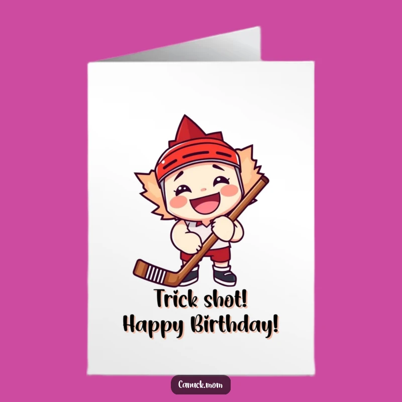 Funny Hockey Birthday Card: Free Printable Maple Leaf Grin