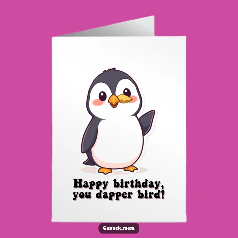 Free Printable Birthday Card: Polite Puffin Feather Nod Funny Downloadable Gift