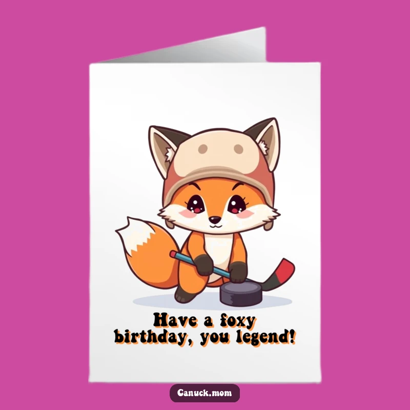 Hockey Fox Birthday Card Free Printable: Puck & Fun Downloadable Gift