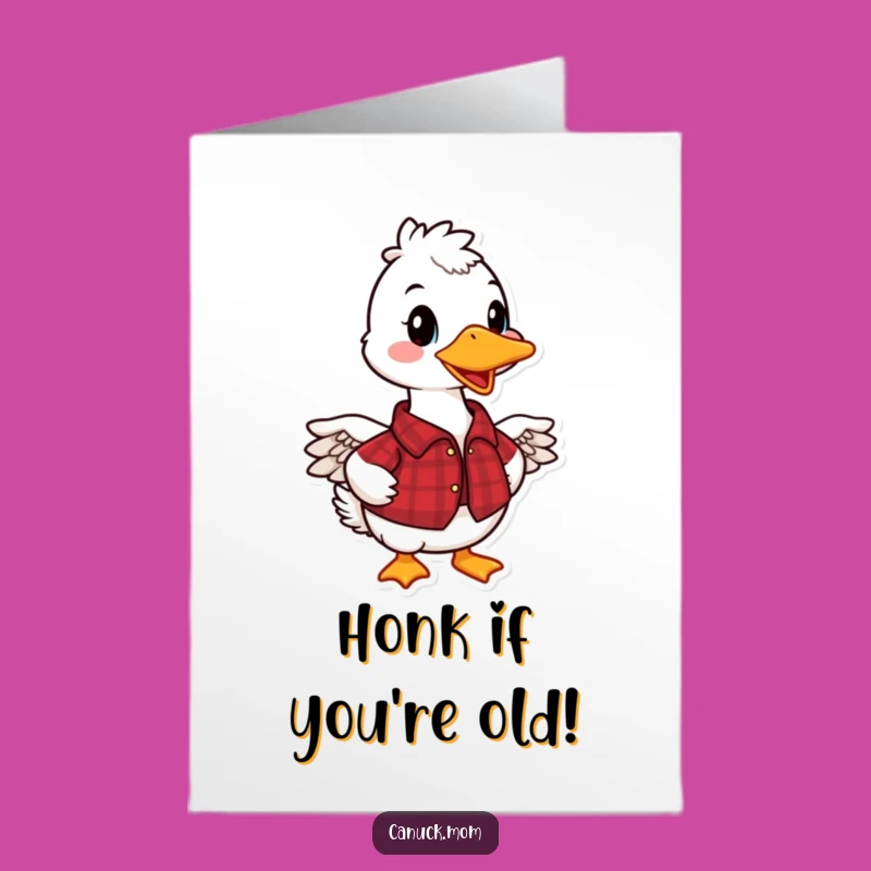 Free Printable Funny Birthday Card: Canadian Goose in Plaid Shirt