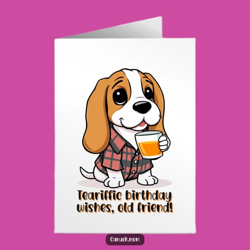 Free Printable Basset Hound Tea Time Birthday Card - Funny Dog Downloadable Gift