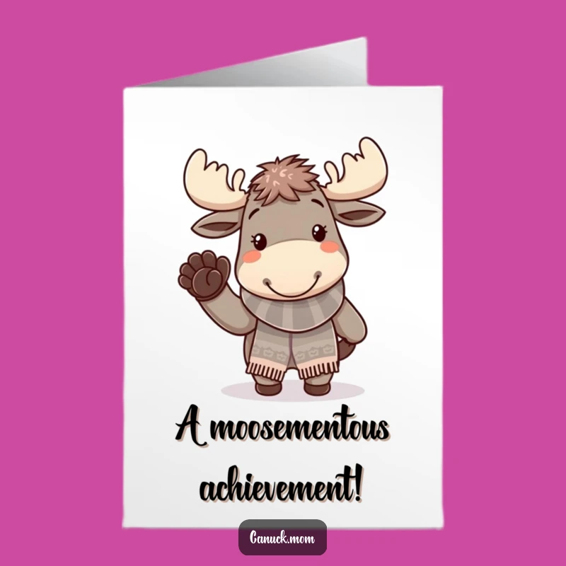 Free Printable Congrats Card: Cheerful Moose Scarf Wave Design for a Fun Downloadable Gift