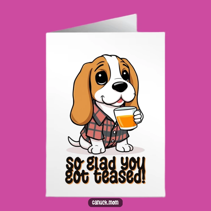 Free Printable Basset Hound Tea Card - Funny Dog Congratulations Downloadable Gift