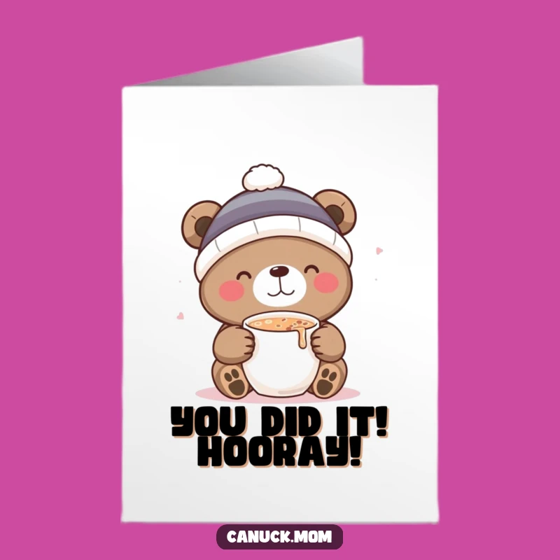 Free Printable Congrats Card: Bear's Sweet Cocoa Moment - Funny Downloadable