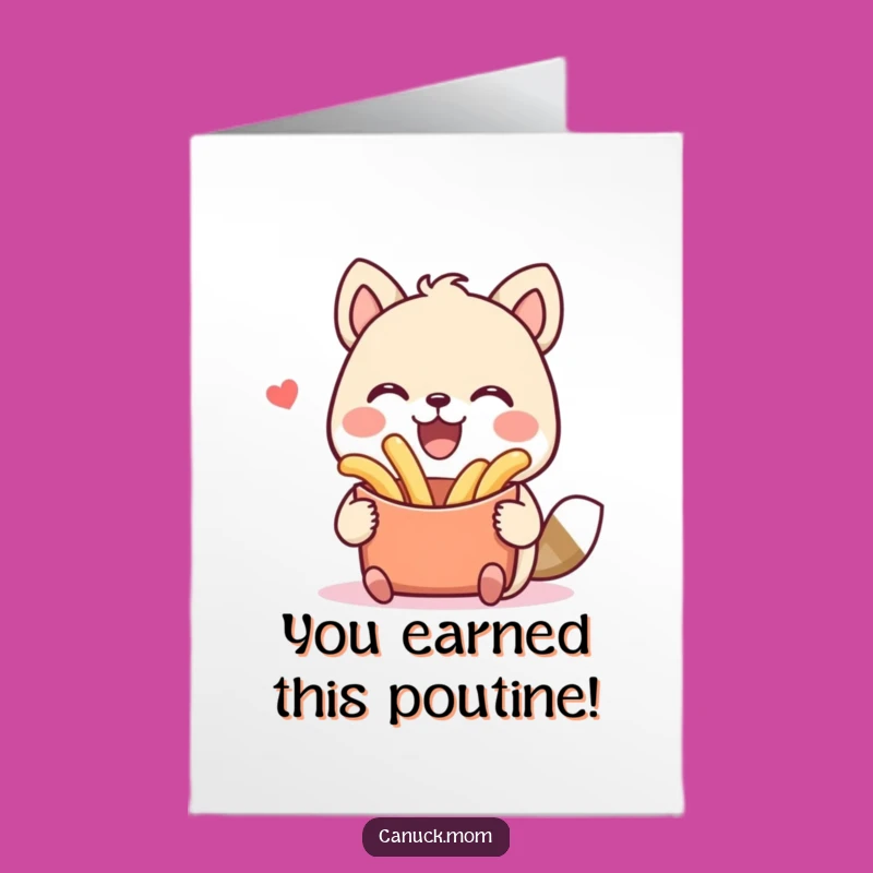 Free Printable Congrats Card: Cheerful Poutine Animal for a Joyful, Humorous Celebration