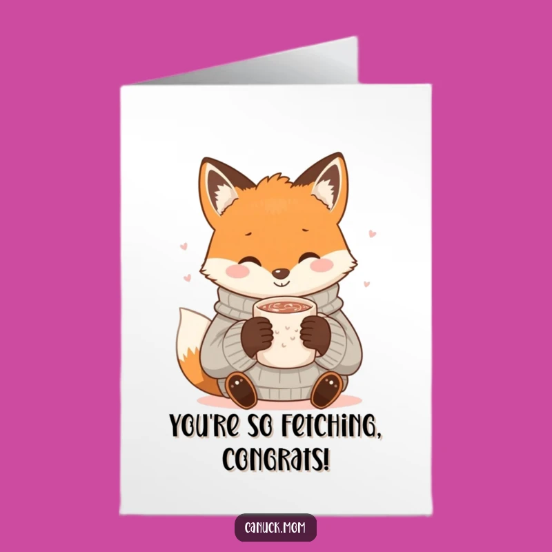 Free Printable Congrats Card: Cozy Fox Celebration, Downloadable DIY Warm Wishes