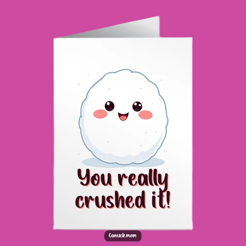 Free Printable Congrats Card: Kawaii Snowball Celebration, Downloadable