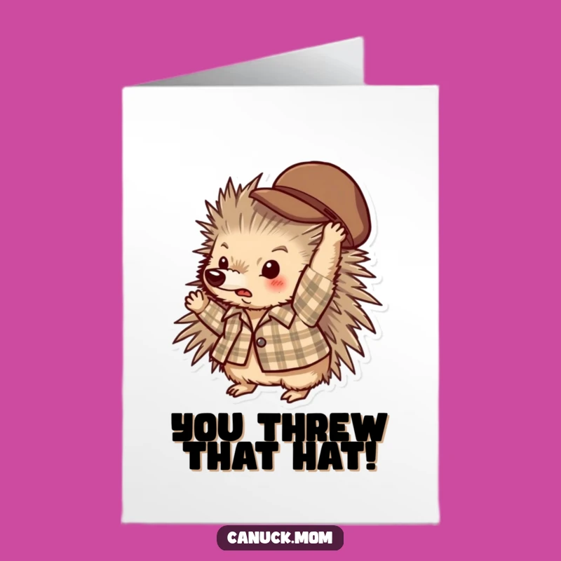 Free Printable Congrats Card: Plaid Porcupine Hat Throw Downloadable Gift