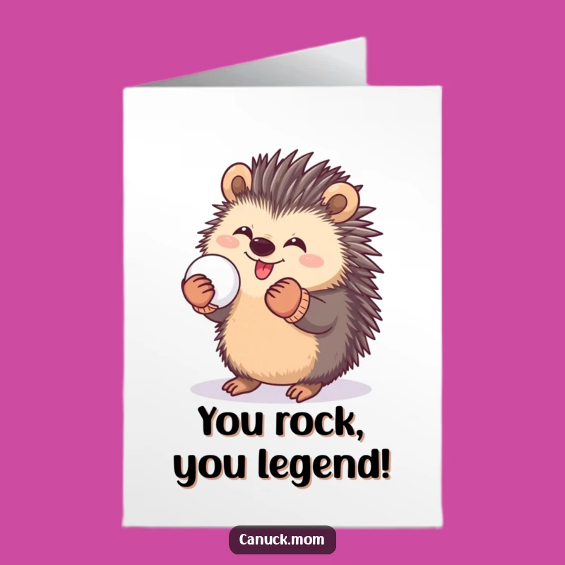 Free Printable Congrats Card: Porcupine's Snowball Toss - Funny Downloadable