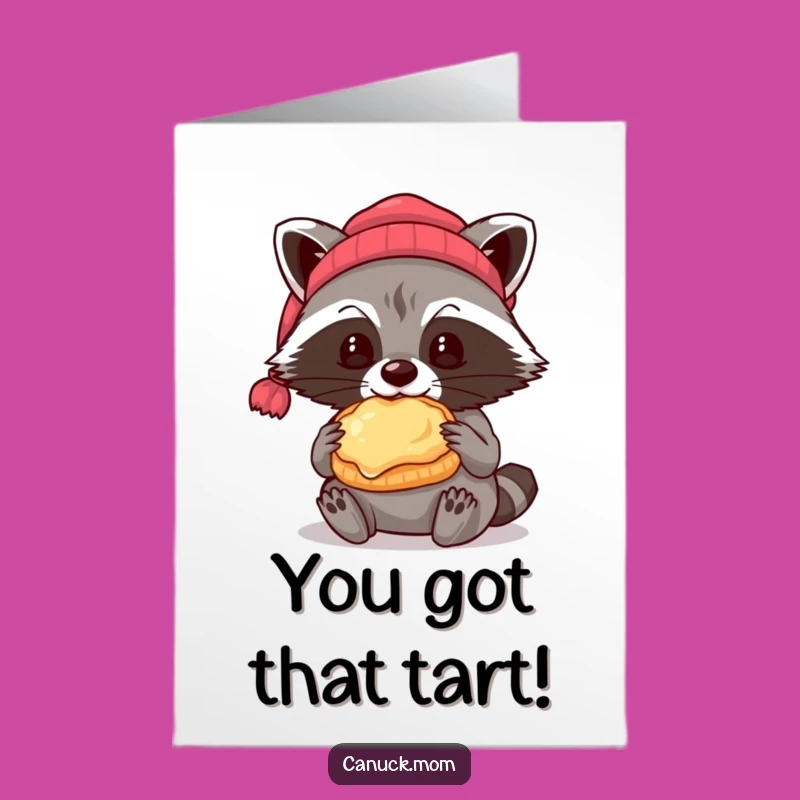 Free Printable Congrats Card: Raccoon Beanie Butter Tart Downloadable Gift