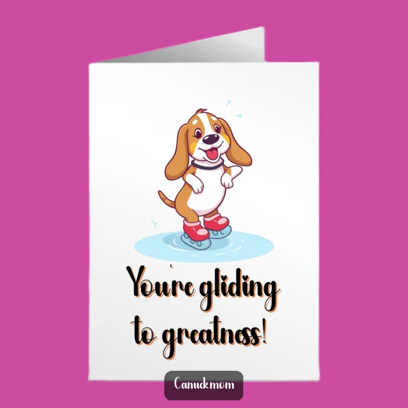 Free Printable Congrats Card: Skating Basset Hound Balance Funny Downloadable Gift