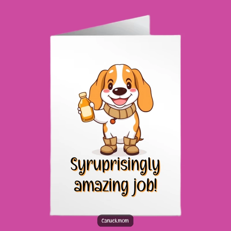 Free Printable Congrats Card: Syrup Basset Hound Funny Downloadable Sweet Celebration