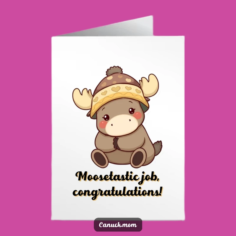 Free Printable Toque Animal Congrats Card: Funny Hugging Moose for Your Big Win!