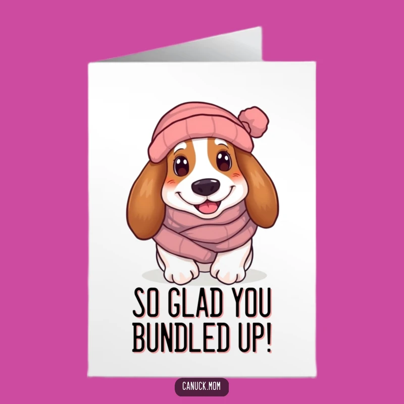 Free Printable Basset Hound Congrats Card: Cozy Dog's Warm Wishes Downloadable