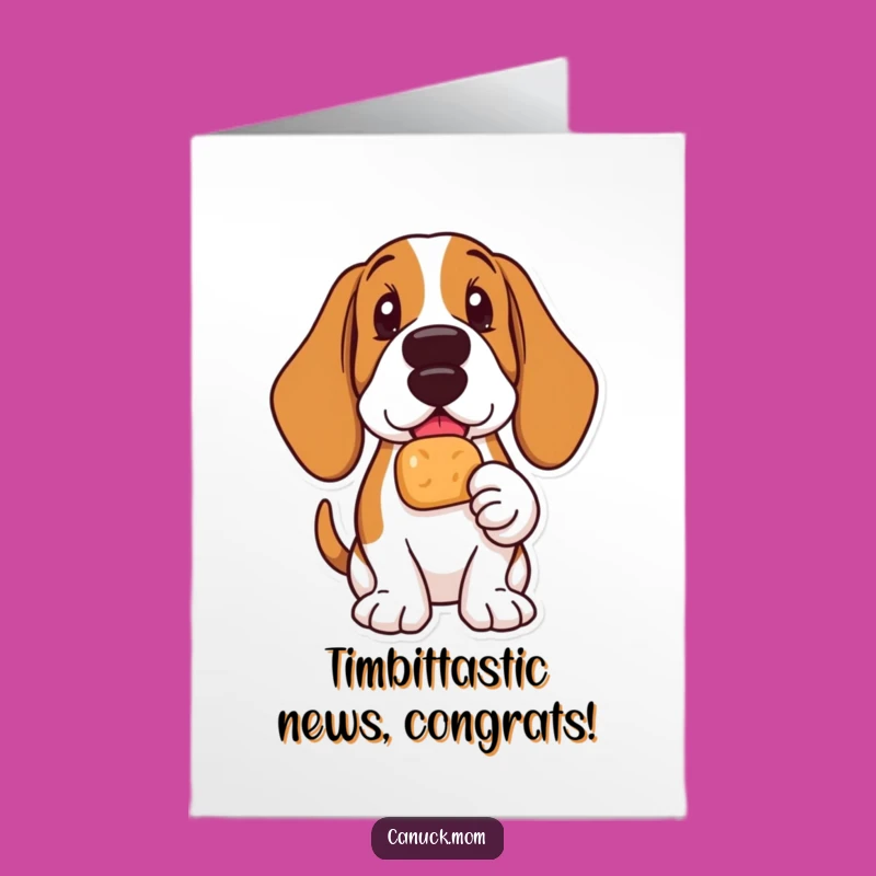 Free Printable Congrats Card: Happy Basset Hound Timbit - Humorous Downloadable Gift