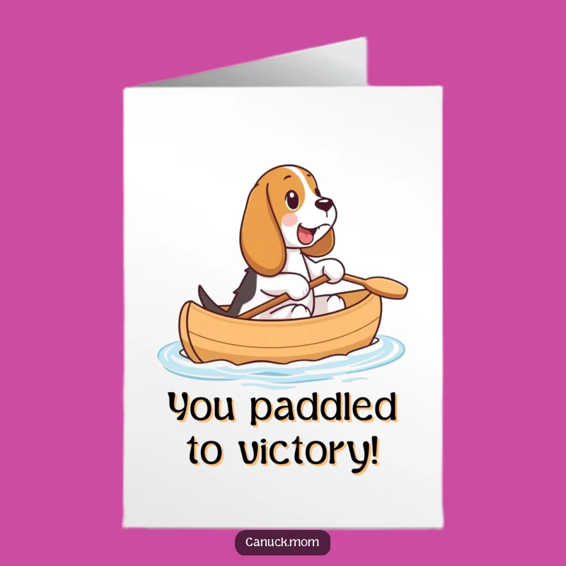 Free Printable Basset Hound Canoe Congrats Card - Funny Dog Downloadable Gift
