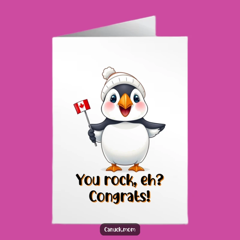 Free Printable Congrats Card: Puffin's Canadian Pride, Perfect Celebration Download