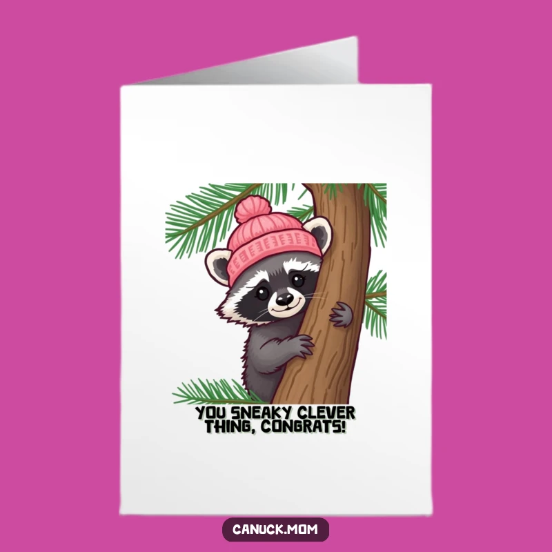 Free Printable Congrats Card: Racoon's Hidden Surprise, Congratulations Download