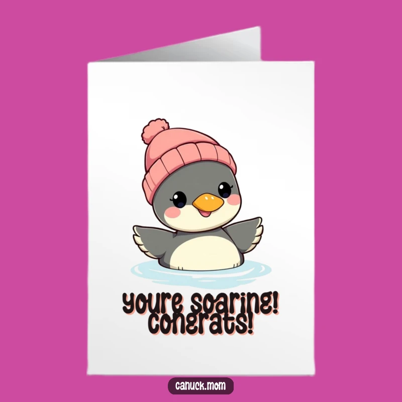Free Printable Congrats Card: Joyful Loon in Beanie, Humorous Downloadable Achievement Gift