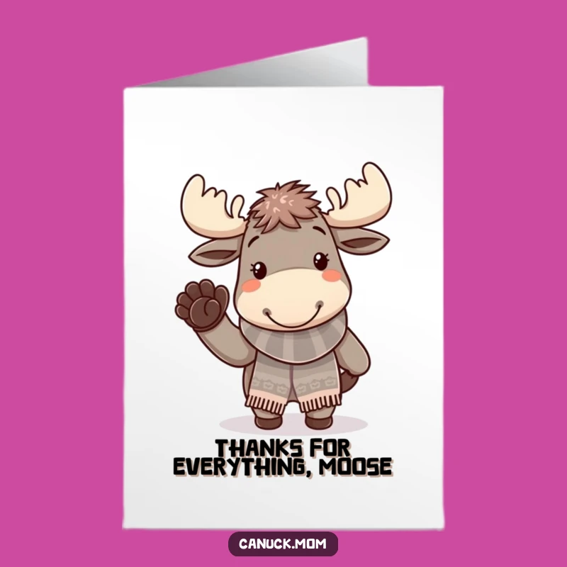 Free Printable Thank You Card: Cheerful Moose Scarf Wave Design for a Fun Downloadable Gift