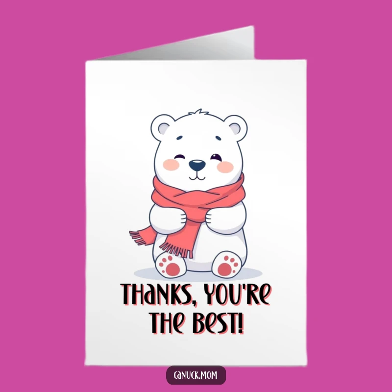 Free Printable Thank You Card: Hugging Polar Bear, Downloadable Warm Funny Gift
