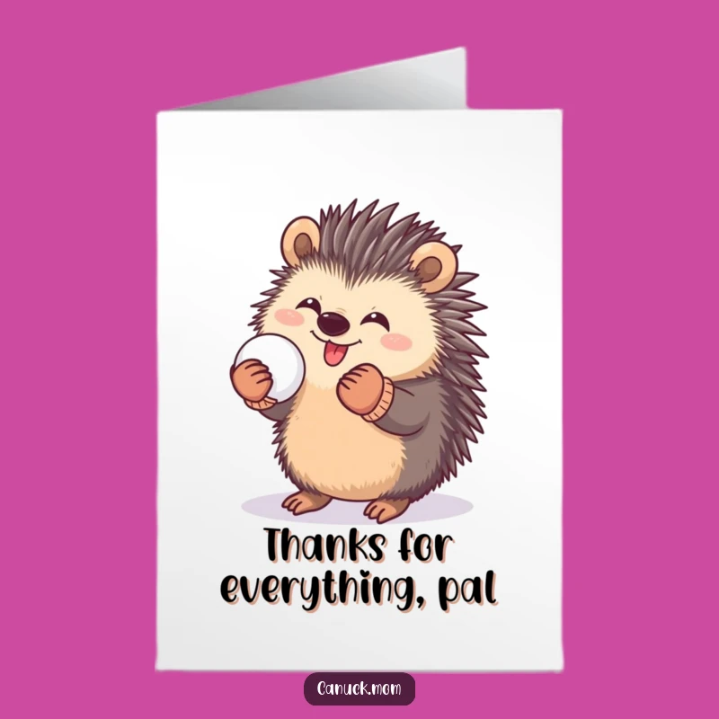 Free Printable Thank You Card: Porcupine's Snowball Surprise - Funny Downloadable