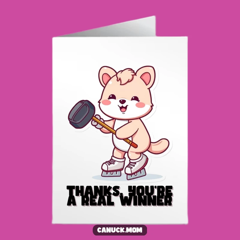 Free Printable Thank You Card: Skating Animal Puck Gratitude
