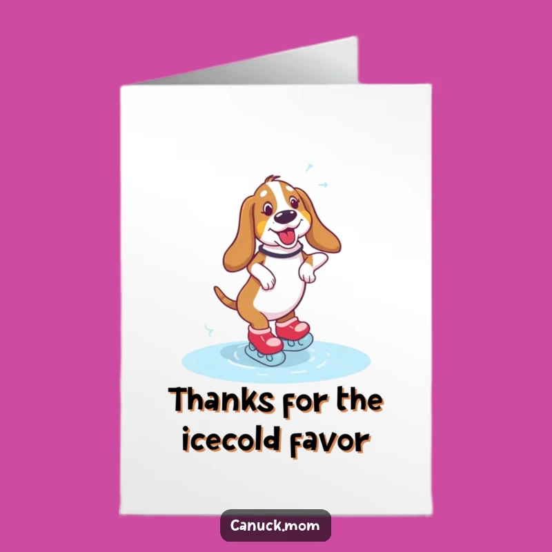 Free Printable Thank You Card: Skating Basset Hound Humor Funny Downloadable Gift