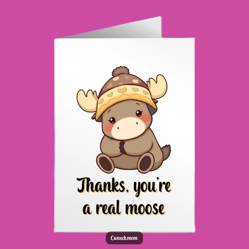 Free Printable Toque Animal Thank You Card: Funny Hugging Moose for Your Gratitude!