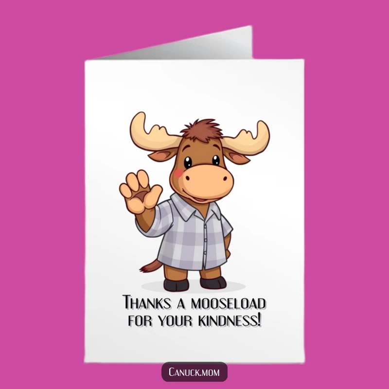 Moose Thank You Card Free Printable: Waving & Grateful Downloadable Gift