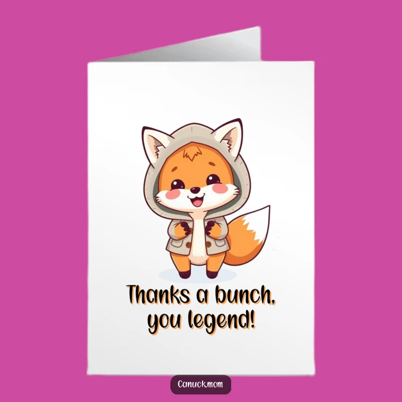 Free Printable Thank You Card: Adorable Fox in Parka, Expressing Gratitude Playfully