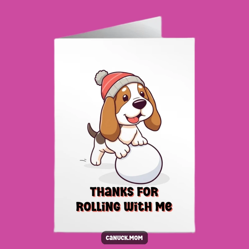 Free Printable Thank You Card: Tripping Basset Hound Funny Downloadable Appreciation Gift