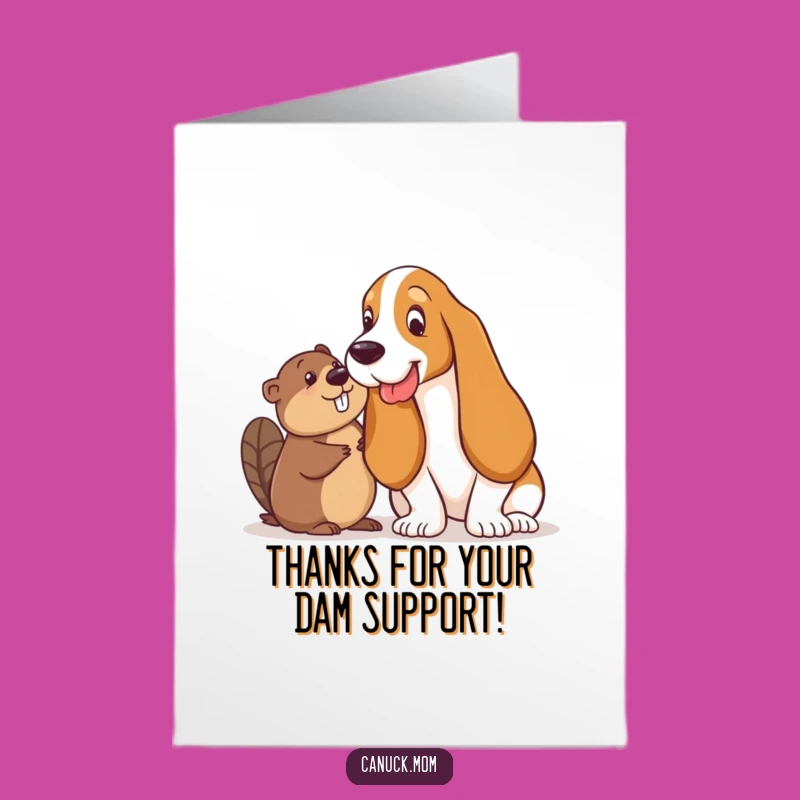 Free Printable Basset Hound Beaver Thank You Card - Funny Animal Downloadable Gift