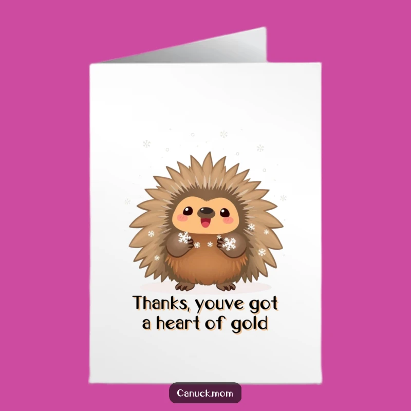 Free Printable Porcupine Thank You Card: Funny Downloadable Winter Gratitude