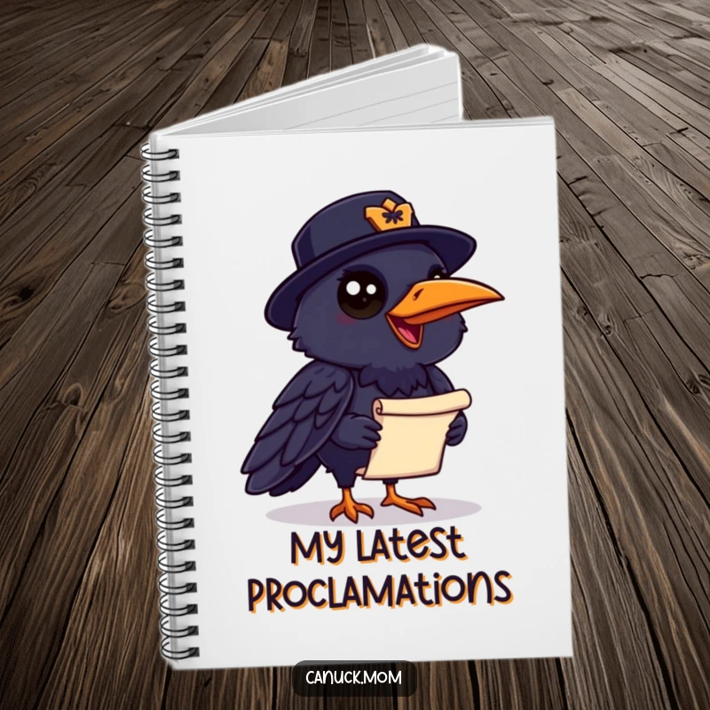 Funny Raven Mountie Notebook: A chatty raven holding a scroll is perfect for jotting down humorous messages.