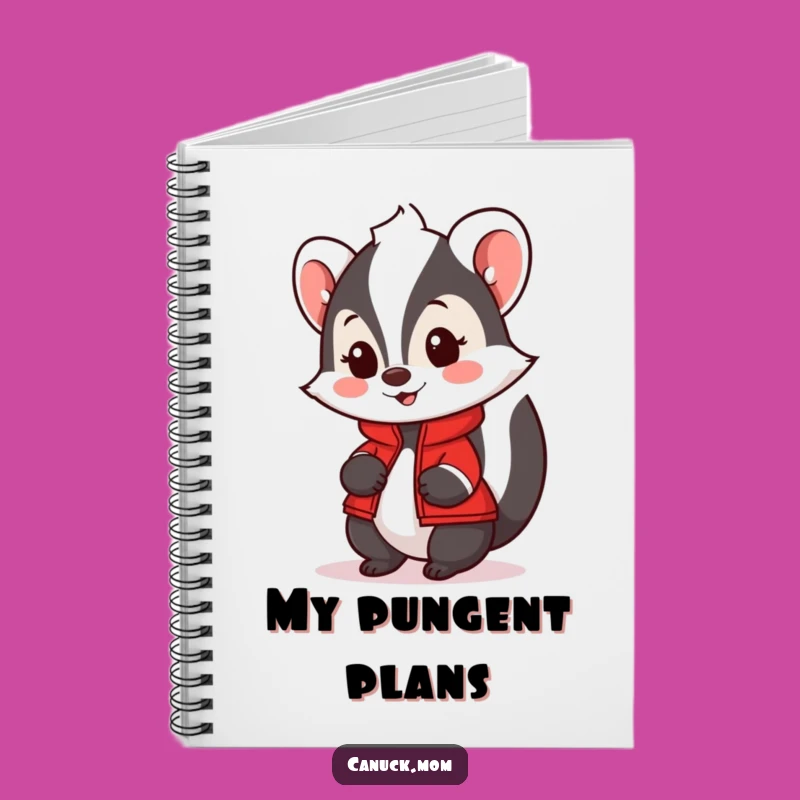 Funny Skunk Notebook with Red Jacket - Jot Down Notes with Friendly Style