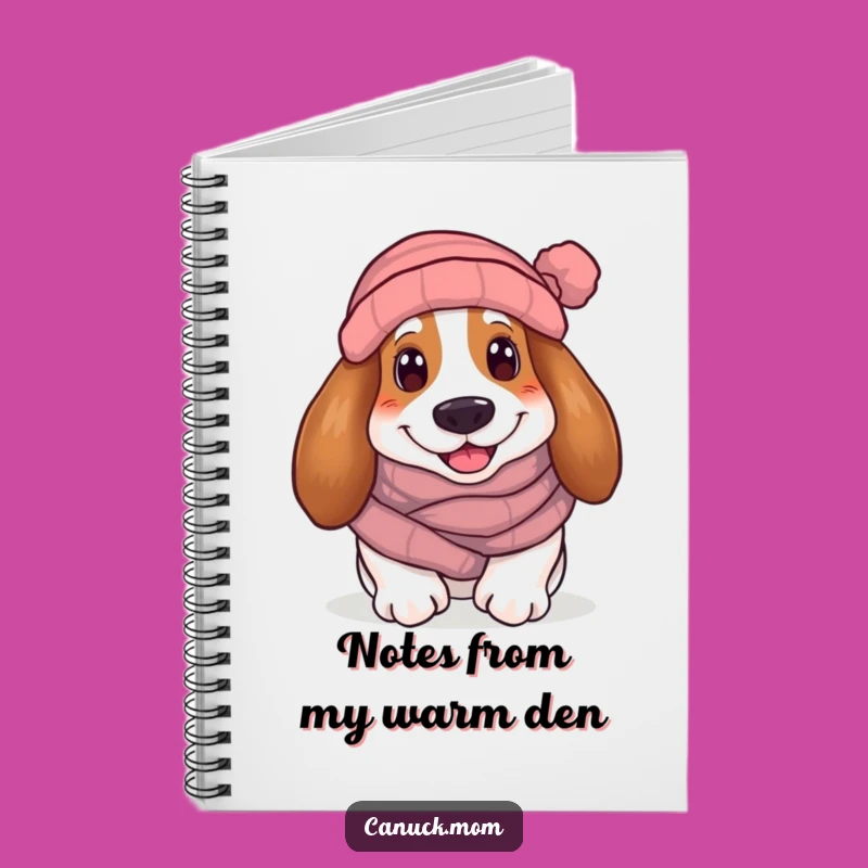 Funny Cozy Basset Hound Notebook: Winter Dog Journal, Smiling Hound Gift