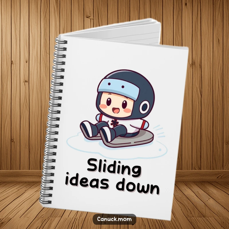 Funny Puck Slide Notebook: A hockey puck character comically sliding, inspiring creative and humorous note-taking.