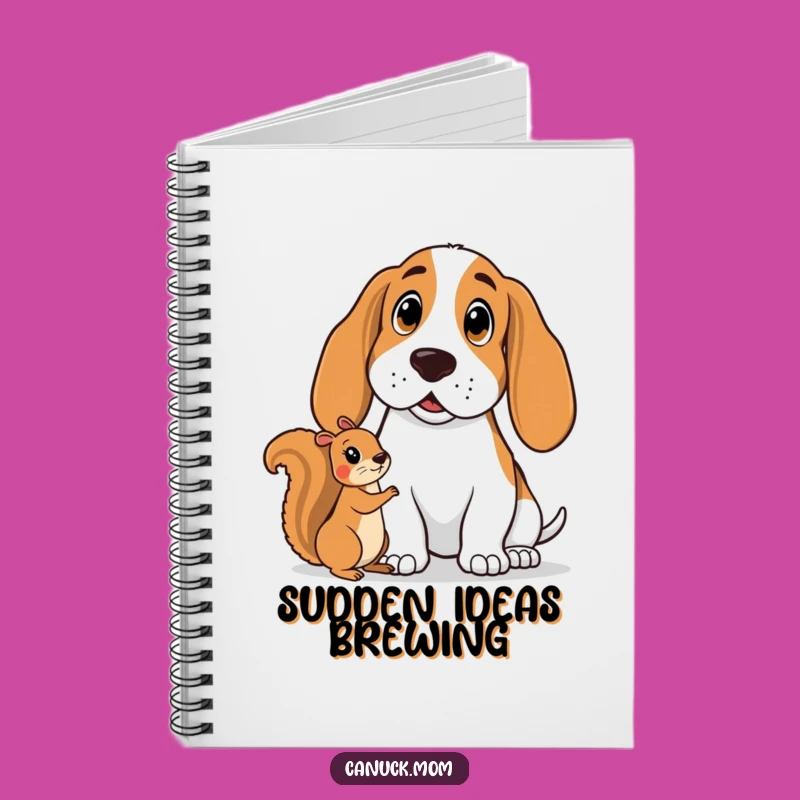 Funny Basset Hound Surprise Notebook - German Shepherd Watching Squirrel, Perfect Funny Gift