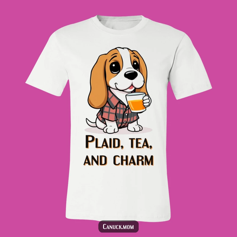 Funny Basset Hound Plaid Shirt Tee - Cute Dog Lover T-Shirt, Great Funny Gift