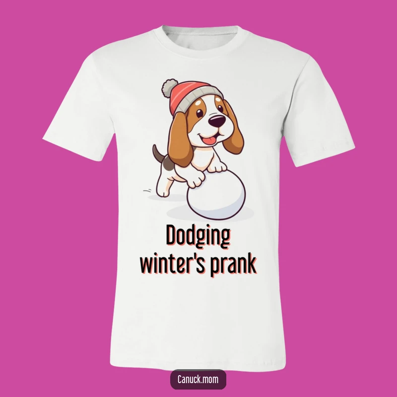 Funny Basset Hound Snowball T-Shirt - Tripping Dog Winter Fun, Best Winter Funny Gift